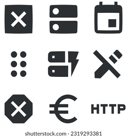 Set of 9 icons Actions. Creative business solutions icon set. Set Quality icon. for mobile and web. Big UI icon set. UI and UX