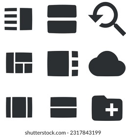 Set of 9 icons Actions. Line icons collection. Set Quality icon. Linear symbols set. Big UI icon set in a flat design. UX UI