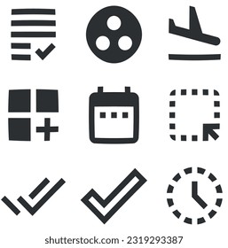 Set of 9 icons Actions. Modern thin line icons. Set Quality icon. for mobile and web. Big UI icon set. Vector illustration