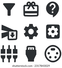 Set of 9 icons Actions. Vector collection thin line Web icon. modern trend in the style. Linear icons set. Big UI icon set in a flat design. Vector illustration