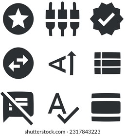 Set of 9 icons Actions. Vector illustration of thin line icons. Outline isolated signs. Linear symbols set. Thin filled icons pack. UI and UX