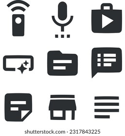 Set of 9 icons Actions. Vector collection thin line Web icon. Outline isolated signs. Linear symbols set. Big UI icon set in a flat design. UX UI