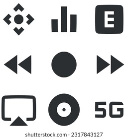 Set of 9 icons Audio and Video. Line icons collection. Set Quality icon. for mobile and web. Thin filled icons pack. Vector illustration