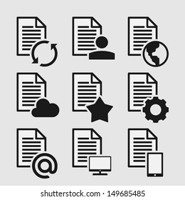 Set of 9 Icons of Document Types