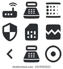 Set of 9 icons Hardware. Line icons collection. Simple Set. Linear icons set. Big UI icon set in a flat design. UI and UX