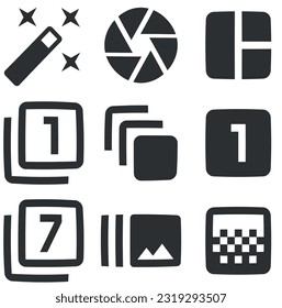 Set of 9 icons Hardware. Vector collection thin line Web icon. Outline isolated signs. Linear symbols set. Big UI icon set. UI and UX