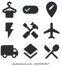 Set of 9 icons Image. A set vector icons. modern trend in the style. Linear symbols set. Big UI icon set. UI and UX