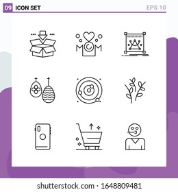 Conjunto de 9 iconos en estilo Línea. Símbolos de esquema creativo para diseño de sitio web y aplicaciones móviles. Signo de icono de línea simple aislado en fondo blanco. 9 Iconos.