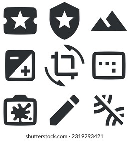 Set of 9 icons Maps. Creative business solutions icon set. modern trend in the style. Linear icons set. Big UI icon set in a flat design. UI and UX