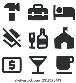 Set von 9 Symbolkarten. Kollektion von Symbolen für Linien. Stellen Sie das Symbol Qualität ein. für mobile und Web. Paket mit dünnen Symbolen. UI und UX
