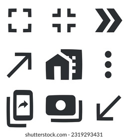 Set of 9 icons Maps. Vector collection thin line Web icon. Simple Set. Linear symbols set. Big UI icon set. UI and UX