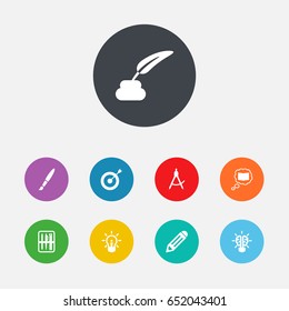 Set Of 9  Icons Set.Collection Of Arrow, Concept, Case And Other Elements.