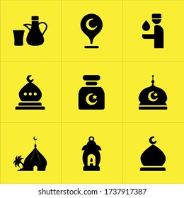 Set of 9 icons such as accelerative, polar night, ornament, coinciding, worshippers, pog, feasts, 40-day