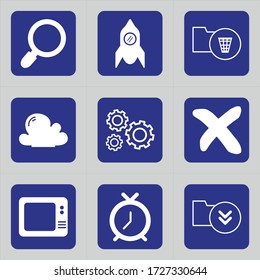Set of 9 icons such as add, search, glass, education, lup, zoom, magnifier, plus, game