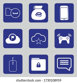 Set of 9 icons such as basket, financial, bag, cart, dollar, sale, bank, money, price