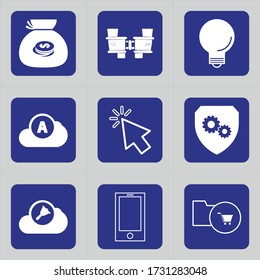 Set of 9 icons such as basket, financial, bag, cart, dollar, sale, bank, money, price