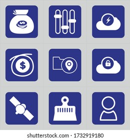 Set of 9 icons such as basket, financial, bag, cart, dollar, sale, bank, money, price