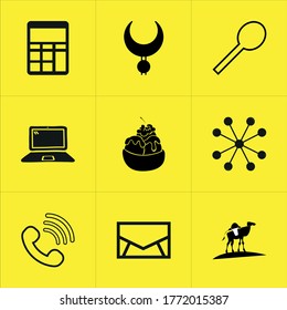 Set of 9 icons such as calculation