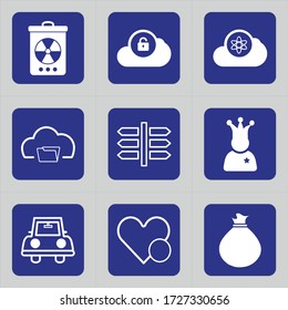 Set of 9 icons such as can, ecology, conservation, arrow, bin, trash, cloud, computer, unlock