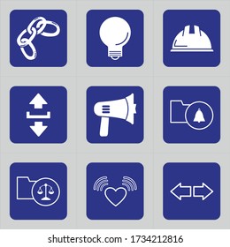 Set of 9 icons such as chain, chain link, design, connection, led, lamp, electricity, download