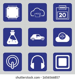 Set of 9 icons such as cloud, folder, document, date, calendar, schedule, appointment, event, deadline