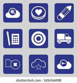 Set of 9 icons such as cloud, search, lup, seeking, magnifier, love, healthy, heart care, circle