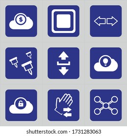 Set of 9 icons such as cloud, money, business, sign, online banking, Card, square, charge, charging