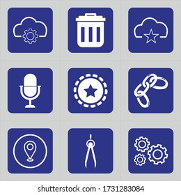 Conjunto de 9 iconos como nube, herramientas en la nube, configuración, servicio en la nube, opciones, computación en la nube, equipo, cancelación, puede