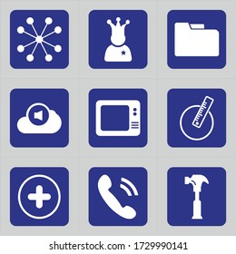Set of 9 icons such as comedian, halloween, king, clown, circus, joker, killer, private, folder