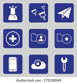 Set of 9 icons such as comedian, halloween, king, clown, circus, joker, killer, plane