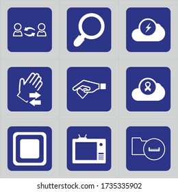 Set of 9 icons such as connection, communication, friends, add, search, glass, education, lup, zoom