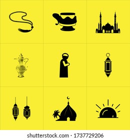 Gruppe von 9 Icons wie Crowdsail, Middle East, Idee, ihram, Iran, Kaaba, Schnittstelle, Indonesien, dua