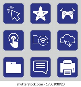 Conjunto de 9 iconos como cursor, tableta, ratón, mover, smartphone, seleccionar, acceder, flecha, hacer clic