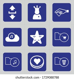 Set of 9 icons such as download, arrow, download file, send, comedian, halloween, king, clown