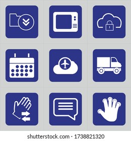 Set of 9 icons such as download, folder, arrow, document, download file, directory, appliance, tv, electronics