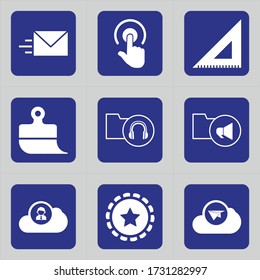 Set of 9 icons such as envelope, postcard, letter, communication,
email, direct, touch, focus