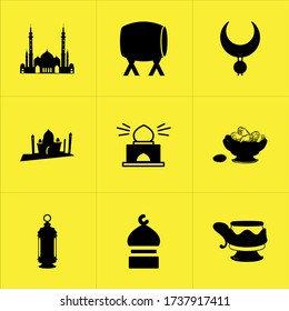 Set Of 9 Icons Such As Escape Velocity, Shaving, Outsail, Shahada, Outspeed, Battle Cruiser, Swith, Spiritual, Festivity