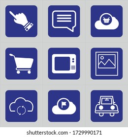 Set of 9 icons such as finger, hand sign, hand pointer, hand, cloud, think, thinking, word, gift