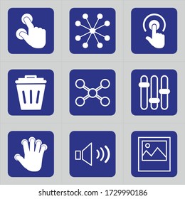 Set of 9 icons such as finger, zoom, click, direct, touch, focus, hand, cancel, can