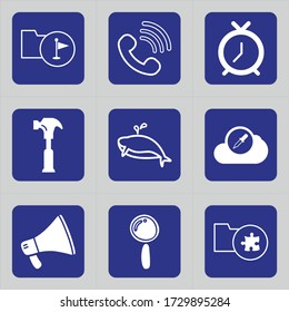Set of 9 icons such as flag, folder, paper, document, call, signals, phone, schedule