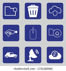 Set of 9 icons such as folder, library, file, business, document, office, directory, cancel, can