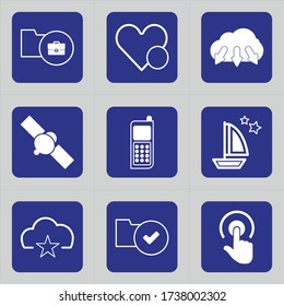 Set of 9 icons such as folder, file, business, work, document, down, love, romantic, circle