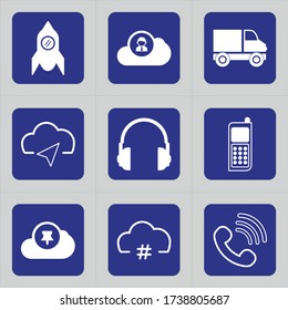 Set of 9 icons such as game, nasa, exploration, aliens, fuel, startup, rocket, project, ship