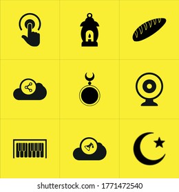 Set of 9 icons such as here, symbol, line, concept, sign, link, isolated