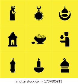 Gruppe von 9 Icons wie Hijab, Fasting, Schnelligkeit, heilig, rosh, Schiiten, Shabbat, tief, jäh