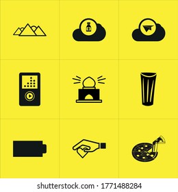 Conjunto de 9 iconos como ícono, aislado, simplicidad, geología, roca, roca, alto