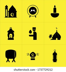 Set of 9 icons such as islamic name boy, islamic, islam, illustration, ramadan activities, snell, sabbath, woman, egyptians