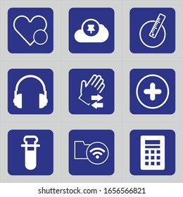 Set of 9 icons such as love, romantic, circle, favorite, heart, life, cloud, pin, measure