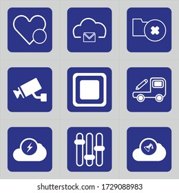 Set of 9 icons such as love, romantic, circle, favorite, heart, life, cloud, Cloud correspondence, envelope