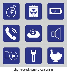 Set of 9 icons such as measure, scale, geometry, circle, tool, can, ecology, conservation